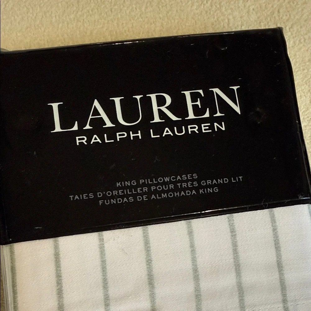 Ralph Lauren Spencer stripe KING White and Gray Striped Pillowcases